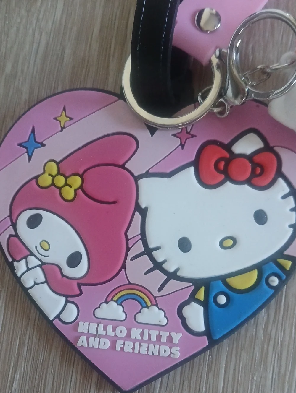Hello Kitty Pink Heart Luggage Tag with Friends Charm And Lanyard Key Ring 2024